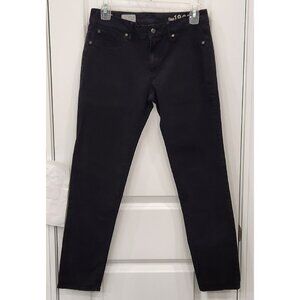 Gap 1969 Cropped Legging Jeans 27/4 Ankle Low Rise Black Faux Front Pockets